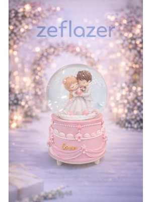 Zeflazerhediyelik Kişiye Özel Gelin Damat Kar Küresi – Düğün Temalı Romantik Dekoratif Hediyelik (Büyük Boy)