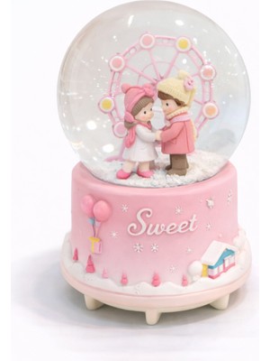 Zeflazerhediyelik Kişiye Özel Dönme Dolaplı Çift Kar Küresi – Romantik Dekoratif Hediyelik (Büyük Boy)