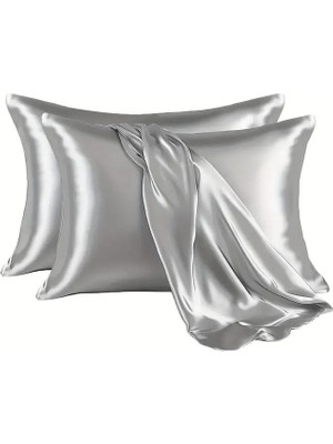 Lowell Home 2’li  Ipek Dokulu Saten Yastık Kılıfı 50X70 – Gümüş – Mikrosaten, Saç ve Cilt Dostu L
