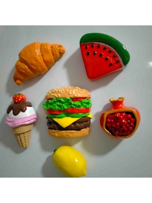 Hamburger,nar, Kruvasan, Dondurma, Nar , Karpuz, Limon 6lı Magnet