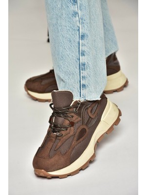 Fox Shoes R312510504 Kahverengi Kumaş Kadın Spor Ayakkabı Sneakers