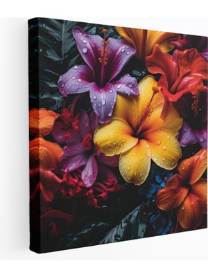 Popcas  Tropikal Çiçekler Kanvas Tablo - Banyo Için Fotoğrafçılık Banyo Duvar Dekorasyonu Çağdaş Duvar Sanatı