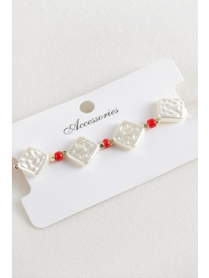 Baklava Boncuk Inci Makrome Ip Bileklik