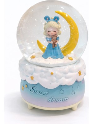 Zeflazerhediyelik Kişiye Özel Ay Temalı Kız Kar Küresi – Sevimli Dekoratif Hediyelik (Büyük Boy)
