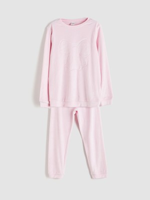 Lc Waikiki Yeni Sezon Bisiklet Yaka Kadife Kız Çocuk Pijama Takımı