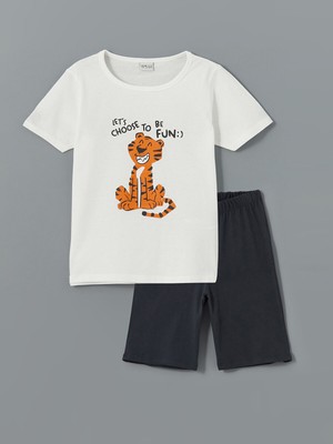 Lc Waikiki Yeni Sezon Bisiklet Yaka Erkek Çocuk Şortlu Pijama Takımı