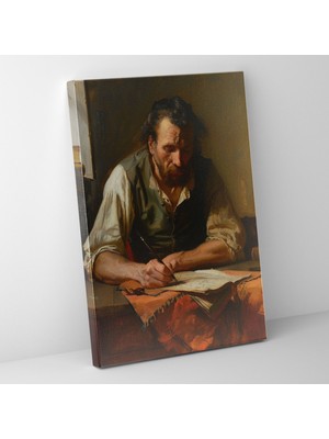 Popcas  Hollanda Gerçekçiliği Adam Mektup Yazarken Duvar Dekorasyonu - Johannes Vermeer Duvar Dekorasyonu Kanvas Kanvas Duvar Sanatı