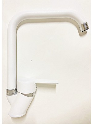 Fulcie Armatür Beyaz Krom Köşe Borulu Mutfak Eviye Musluğu Bataryası Çeşmesi Köşeli Borulu L Tipi