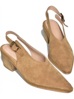 Fox Shoes Y654300202 Vizon Hakiki Deri Süet Alçak Topuklu Western Ayakkabı