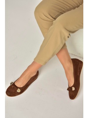 Fox Shoes Y250750702 Kahverengi Süet Alçak Dolgu Tabanlı Kadın Ayakkabı