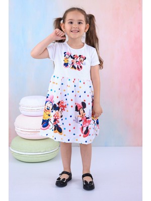 Buufuu Kız Çocuk Desenli Kısa Kollu Elbise