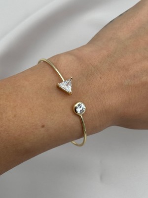 Luseda Üçgen & Yuvarlak Zirkon Taşlı Ayarlanabilir Bileklik