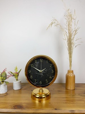 Lowell Home Gold Metal Mermer Ilhamı Masa Saati 25×20 cm LWLHM-RSYT367