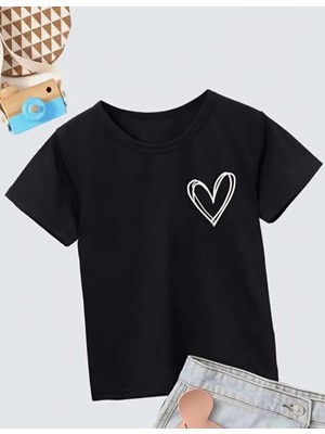 Marsilyan Bisiklet Yaka Baskılı T-Shirt - Siyah