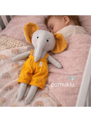 Capella Toys Oyuncak Bebek Bez Bebek Fil Pofi El Yapımı %100 Pamuk Oyun ve Uyku Arkadaşı Hediye Kutulu