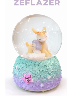 Zeflazerhediyelik Kişiye Özel Evimli Geyik Ailesi Kar Küresi – Pastel Renkli Biblo (Orta Boy)