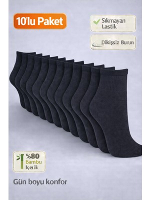 Baff Lacivert Unisex Bambu  Orta Konç Çorap (10'lu Paket)