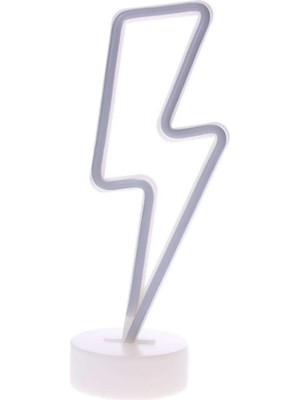 By Nevser® Dekoratif Şimşek Şeklinde Pilli Neon LED Lamba Süs Masa Lambası