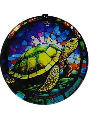 İsmiyle Al Kaplumbağa Desenli Mavi Renk 12 cm Duvar Süsü