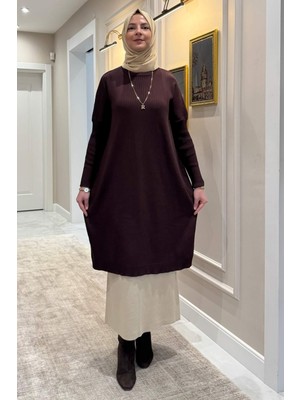 Rabia Şamlı Dora Triko Tunik Acı Kahve