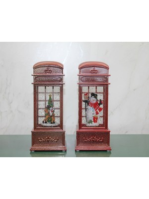 Lowell Home Ieg Telefon Kulübesi Tasarımlı Yılbaşı Temalı Işıklı Müzikli Kar Küresi Model 2  Lwlhmrs