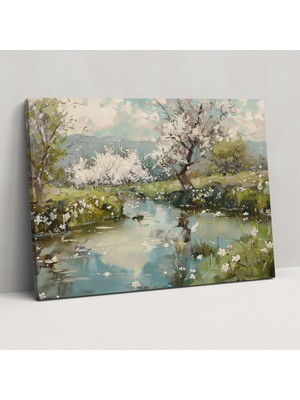 Popcas  Huzur Veren Dere Kanvas Tablo Claude Monet Pastel Tonlar ile Ev Dekorasyonu