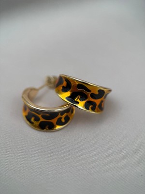 Luseda Mineli Leopar Desenli Halka Küpe