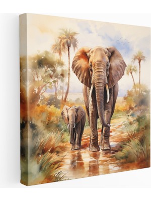 Popcas  Majestik Fil Su Boyası Kanvas Tablo