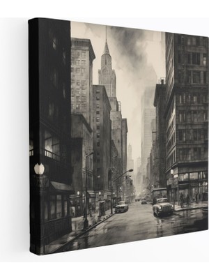 Popcas  Gri Şehir Manzarası Kanvas Tablo - Sofistike Alacası Akşamüstü