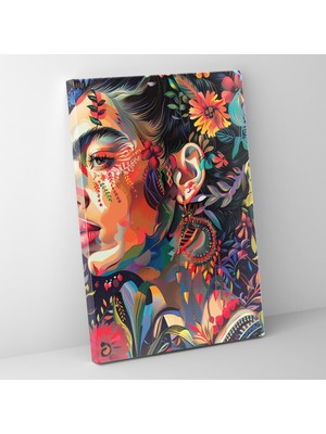 Popcas  Frida Kahlo Tarzı Kanvas Tablo - Frida Kahlo Duvar Sanatı Ev Dekorasyonu