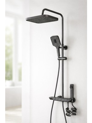 Fulcie Antracite Banyo Robot Duş Seti Piyano Çok Fonksiyonlu Tepe Duş Lüx Seri