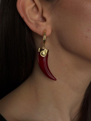 Luseda Bordo Renk Diş Form Küpe