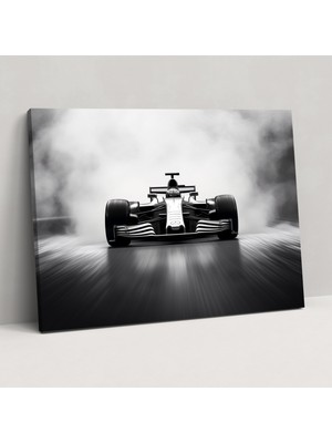 Popcas  Formula 1 Duvar Sanatı - Minimalist Siyah ve Beyaz Kanvas Tablo - Formula 1 Kanvas Siyah ve Beyaz Duvar Sanatı