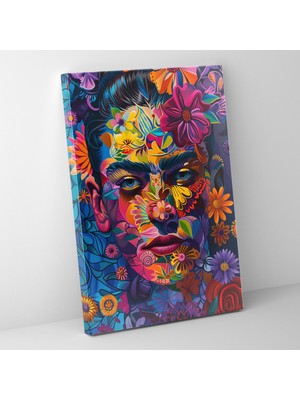Popcas  Canlı Frida Kahlo Tarzı Duvar Dekorasyonu - Canlı Renkler Kanvas Tablo Sanatı
