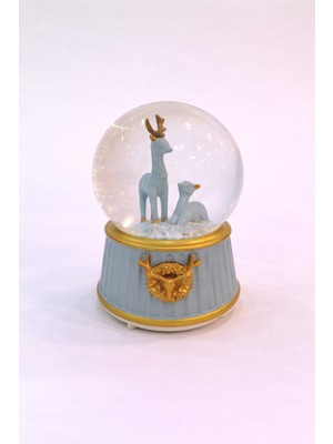 Zeflazerhediyelik Kişiye Özel Anne & Yavru Geyik Kar Küresi – Şık Detaylı Biblo (Orta Boy)
