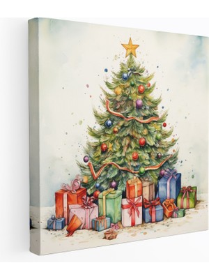 Popcas  Yılbaşı Kanvas Tablo Masalsı Yılbaşı Ağacı  Duvar Sanatı