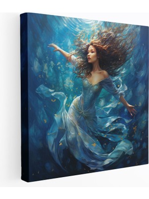 Popcas  Parıltılı Denizkızı Manzaralı Duvar Sanatı - Parıltı Duvar Dekorasyonu Okyanus Duvar Sanatı