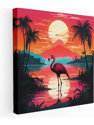 Popcas  Flamingo Kanvas Tablo - Tropikal Siluet - Ev Dekorasyonu Duvar Dekorasyonu Kanvas Duvar Sanatı