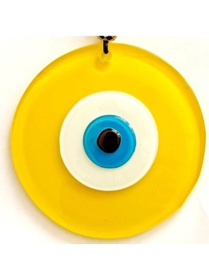 İsmiyle Al Nazar Boncuklu 12 Santimetrelik Sarı Duvar Süsü Hediyelik Eşya