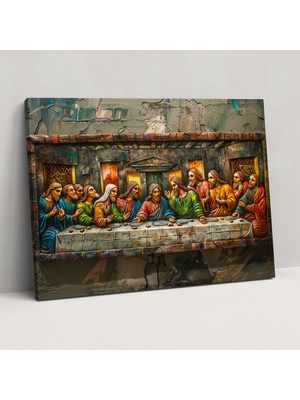 Popcas  Unutulmaz Son Akşam Yemeği Duvar Dekorasyonu - Leonardo Da Vinci Kanvas Duvar Sanatı