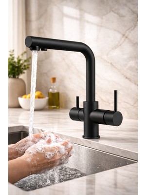 Fulcie Prime Pro Rocciarmatur Üç Yollu Arıtmalı Premium Mutfak Eviye Bataryası Musluğu