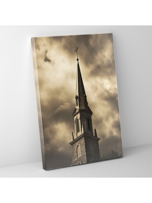 Popcas  Vintage Kilise Fotoğrafı Kanvas Tablo Duvar Sanatı