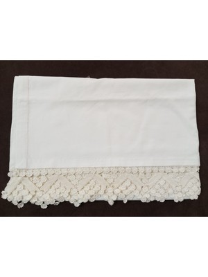 Mor Tırtıl El Işi Dantel Işlemeli Tek Kişilik Beyaz Çarşaf  Çeyizlik Hediyelik