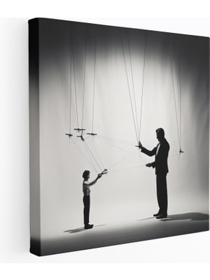 Popcas  Baba Silueti Kanvas Tablo - Ev Dekorasyonu Baba Kanvas Tasfiye Ipleri