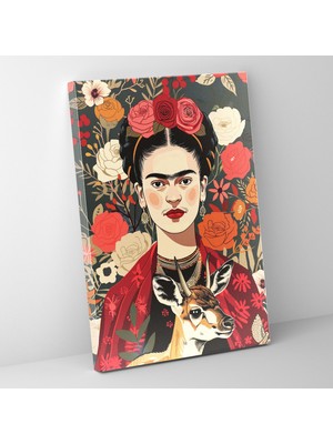Popcas  Frida Kahlo Tarzı Duvar Dekorasyonu - Frida Kahlo Duvar Dekorasyonu Kanvas Tablo Sanatı