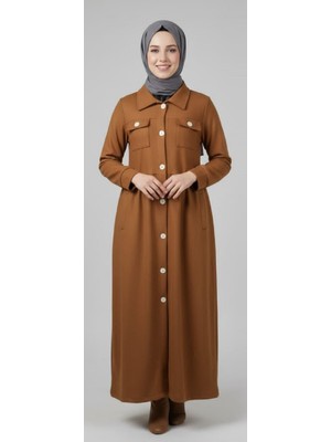 Moda Mia Tesettür Giyim Belden Büzgülü Şal Hediyeli Pardesü