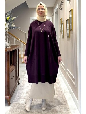 Rabia Şamlı Melda Triko Tunik Mürdüm