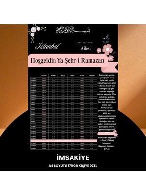 Argesco Mühendislik Ramazan Imsakiyesi - 170 gr - A4 Boyut Kişiye Özel Isimli & Logolu 100 Adet Pembe