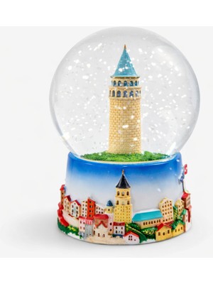 Zeflazerhediyelik Kişiye Özel Istanbul Galata Kulesi Kar Küresi Dekoratif Hediyelik Biblo (Orta Boy)