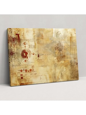 Popcas  Leonardo Da Vinci Kanvas Tablo - Codex Atlanticus Duvar Dekorasyonu Tuval Duvar Sanatı
